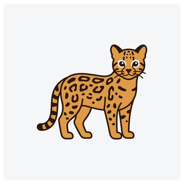Minimal silhouette illustration of a playful leopard or jaguar