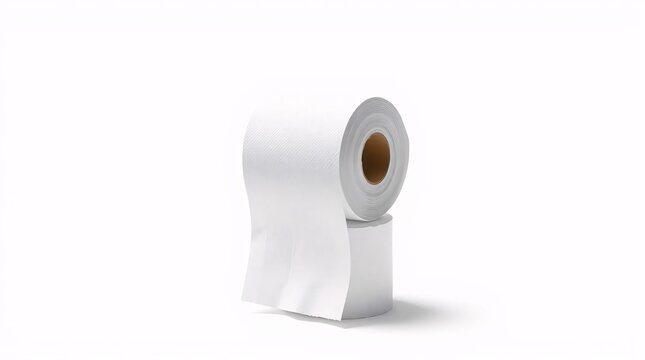 roll of white thermal paper on white background