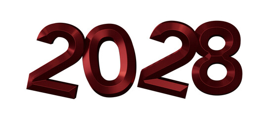 2028 text in a textured red material, perfect for new year greetings and holiday designs. © vegefox.com
