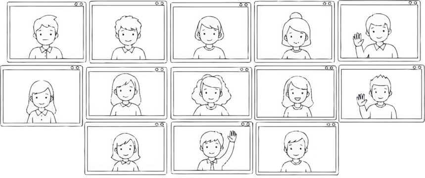 Variety of cartoon character faces expressions.