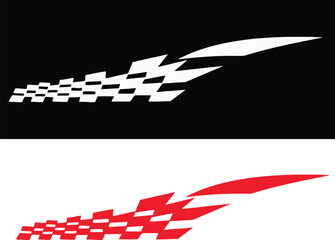 Fototapeta premium Checkered racing stripes on black and white backgrounds