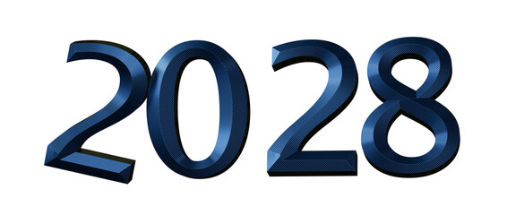 Bold blue 2028 text design, perfect for new year greetings, future vision and planning. R © vegefox.com
