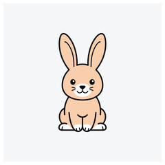 Fototapeta premium Minimalist cartoon bunny illustration, sitting rabbit silhouette