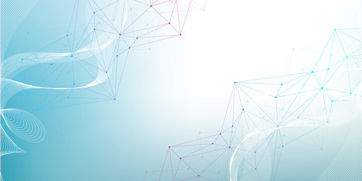 Global network connection website header or banner design. Abstract background with connecting dots and lines. Global business. Social network communication. Internet technology. illustration