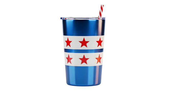 Chicago flag tumbler isolated on transparent background patriotic american city pride