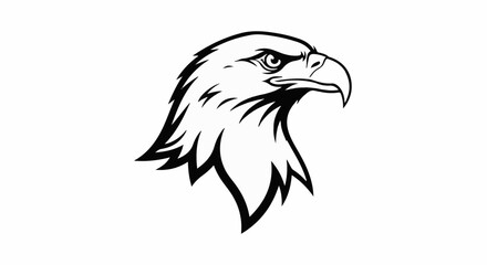 Fototapeta premium Sharp, stylized black and white eagle head logo, fierce profile, sharp beak