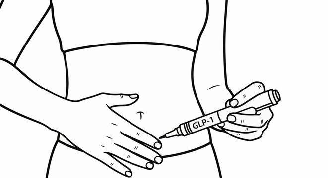 Person injecting GLP-1 medication into their abdomen with a pen