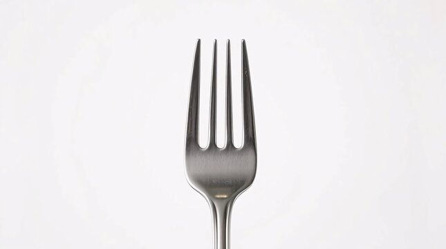 Close-up of a silver fork on white background