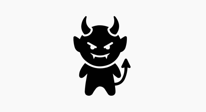 Cute Cartoon Devil Imp Silhouette Icon Vector Illustration