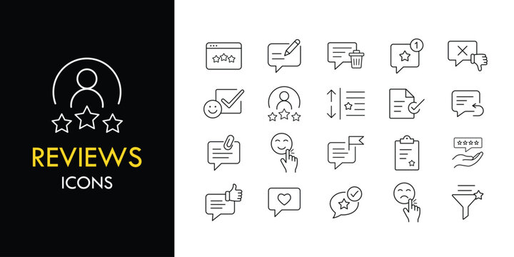 Rewards line icon set, outline loyalty program and achievement icons collection with gift, trophy, bonus and incentive symbols