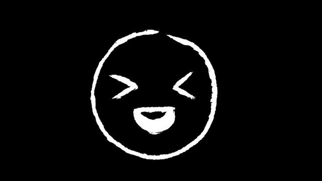 Emoticon of Joyful Expression: A simple yet expressive emoji of pure glee, etched in white against a stark black backdrop. It's a visual shorthand for happiness and laughter