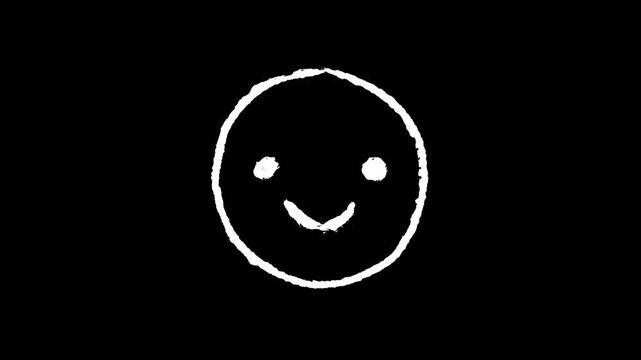 Cheerful Minimalism: A simple, hand-drawn smiley face radiates positivity and joy against a minimalist black canvas.