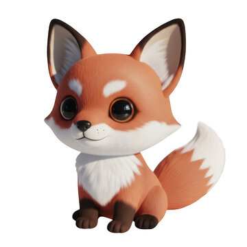 A cute cartoon fox sitting upright with a playful expression and bushy tail