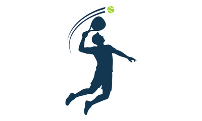 Padel Player Silhouette Hitting Ball Smash Action © Angela