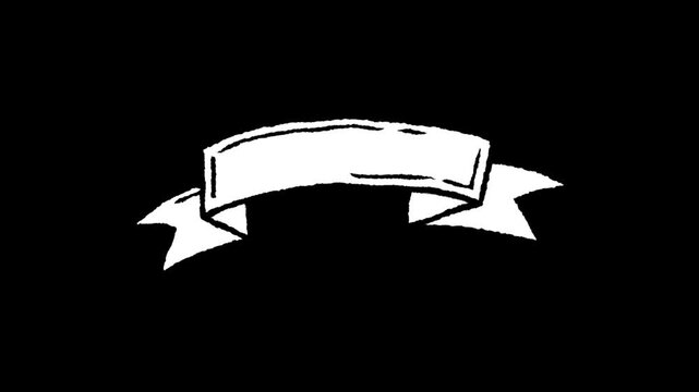 Simple Banner on Black: A minimalistic illustration of a blank banner, perfectly centered on a black canvas, offering a versatile element for various design needs.