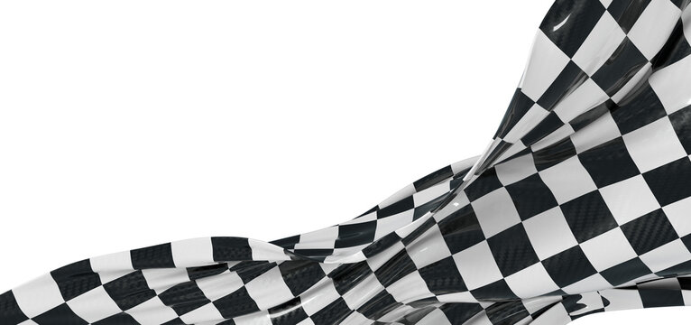 Dynamic image of a checkered racing flag in motion. Perfect for speed, competition, and victory-themed projects.