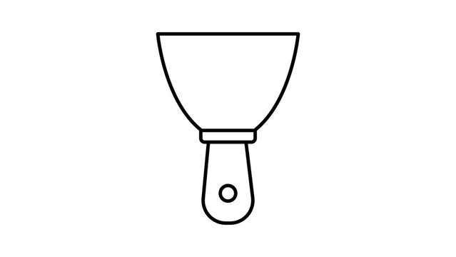 Putty Knife Minimalist Black Line Vector Icon on White Background. This hand-drawn outline illustration of a flat scraper tool features an editable stroke for customizable line weight.