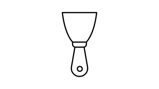 Putty Knife Minimalist Black Line Vector Icon on White Background, Hand-Drawn Style Spatula for Construction and DIY Projects, Editable Stroke Scalable Illustration for Web and Graphic Design.