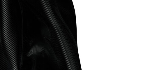 Close-up of woven black carbon fiber texture with subtle reflections. Great for backgrounds,...
