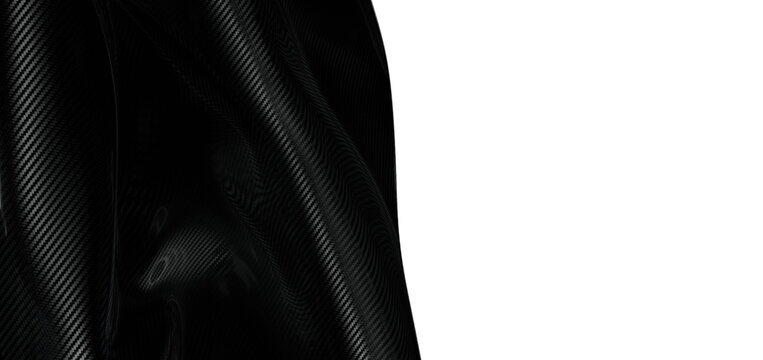 Close-up of woven black carbon fiber texture with subtle reflections. Great for backgrounds, textures and automotive pro