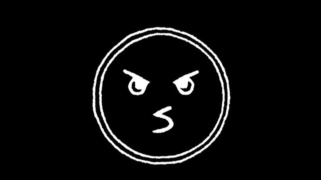 Angry Emoji: The black and white emoji conveys anger and disapproval. Its expressive eyes and the shape of the mouth speak volumes.