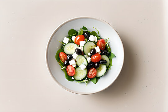 大理石風背景に並べられた、サラダの食材（グリルチキン、アボカド、ミニトマト）。料理の準備、レシピ素材。真俯瞰。