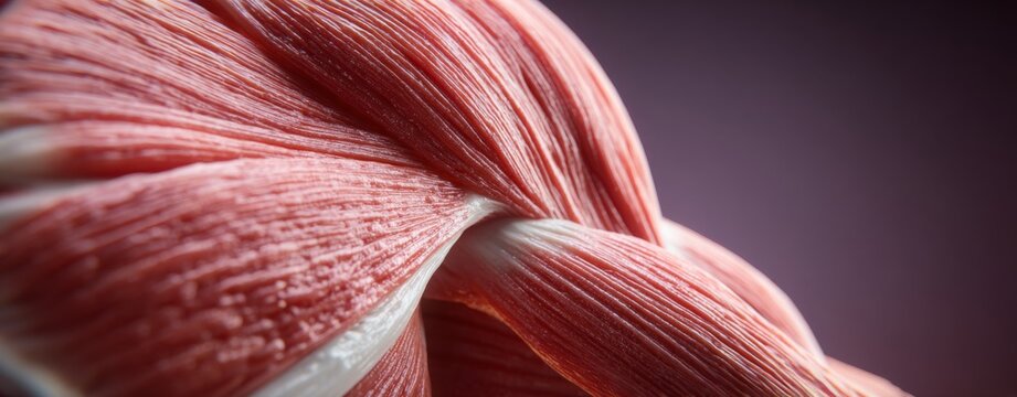 Dynamic anatomy artwork depicting abstract hip muscle fibers and tendons