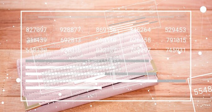 Displaying blush-pink planners resting on warm wood desk with gold corners elastic band ribbon HUD