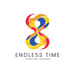 Obraz premium Minimal hourglass merged with infinity loop logo for time and continuity branding
