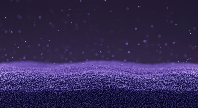 A scientific visualization showing small uniform particles packed densely in the bottom of a container, with a large empty volume above, physics, studio shot, spheres