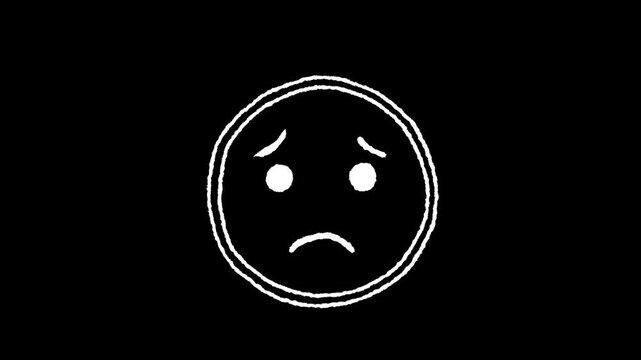 Sad Face Icon: A simple yet profound illustration of a downcast emotion, using minimal lines to evoke feelings of sadness and despondency.