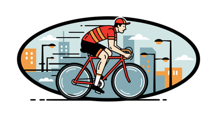 Naklejka premium A cartoon illustration of a sporty woman and young boy riding bicycles with helmets for a fun outdoor extreme bmx race