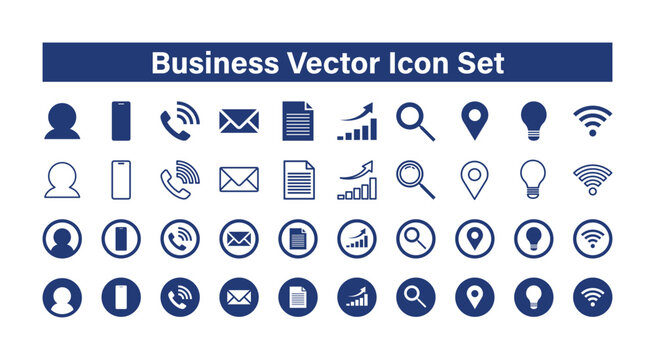 シンプルなビジネス向けアイコンセット ベクター素材