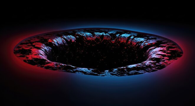 A dramatic, dark, deep void symbolizing complete energy depletion, exhaustion, and the absolute absence of power or vitality in a conceptual space, outage, crisis, illustration