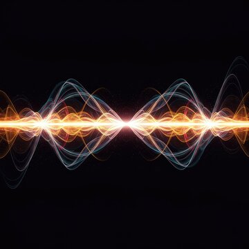 A visual representation of frequency matching where two flowing sine waves perfectly align, creating a surge of concentrated energy flow, perfect, blue, motion