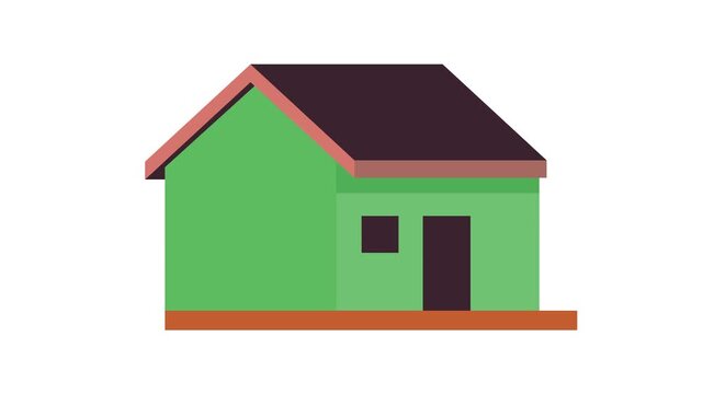 2D house on white background animation footage