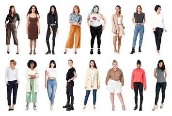 Fototapeta premium Diverse women fashion styles element set
