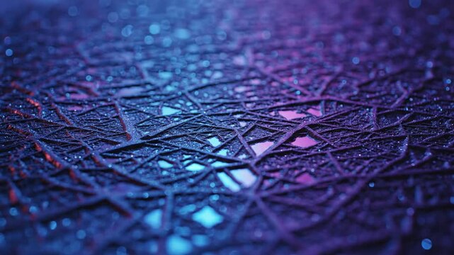 Abstract close-up of tangled vines with blue and purple lighting.