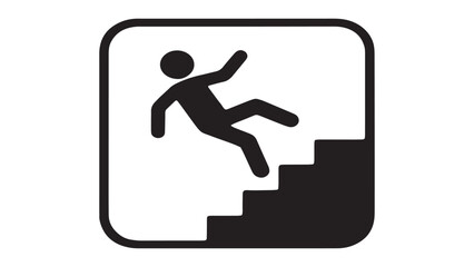 Person slipping and falling down stairs icon for safety and health at work. © firman
