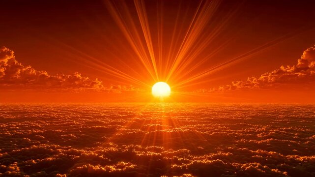 A radiant sunrise over golden clouds tells an inspiring story, creating a majestic heavenly background