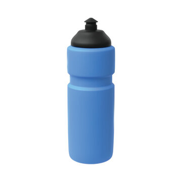 Sport bottle of clean water with dispenser 3D vector mockup, reusable fitness bottle, vector blue gym flask of pure aqua
