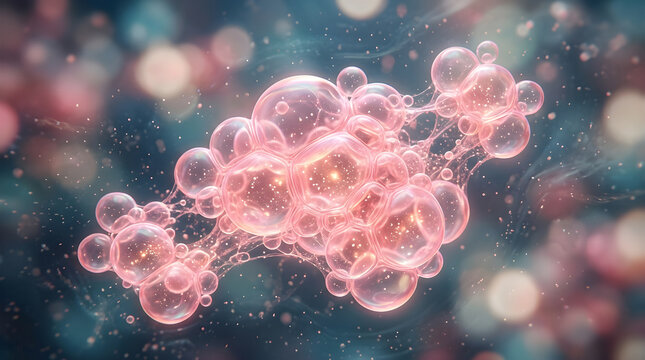 Molecular structure organizes within the dermis.Enhances skin density and supports cellular health. 3D rendering.