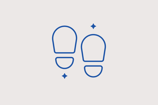Two human footprints icon for evidence tracking and forensic investigation. Descriptive Vector Illustration for crime scene analysis reports and detective agency marketing materials.