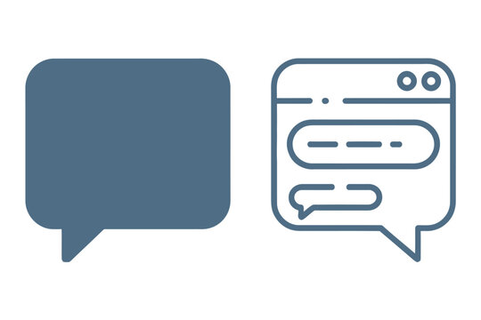 A simple illustration of two speech bubbles in blue on a white background