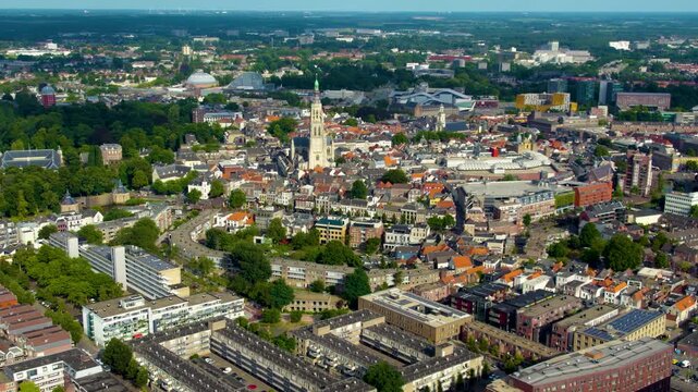 Aerial view around the city Breda in netherlands on a sunny day in summer