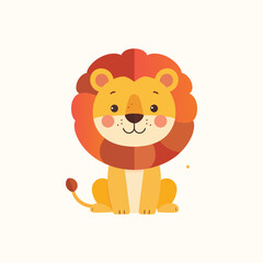 Fototapeta premium Cute Safari Lion Vector - Flat Illustration Style, Safari Animal Vector Art for Kids