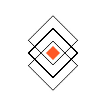 Abstract Geometric Diamond Outlines with Concentric Square Layers and Solid Center