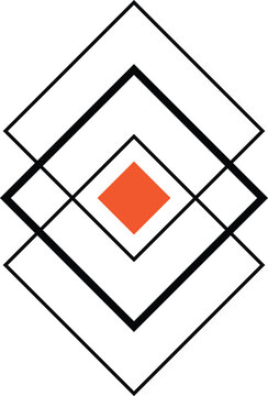 Abstract Geometric Diamond Outlines with Concentric Square Layers and Solid Center