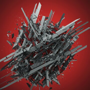 Intense visual texture representing abstract chaos, fragmentation, and complex systemic breakdown through jumbled, overlapping elements, intricate, randomness, abstract