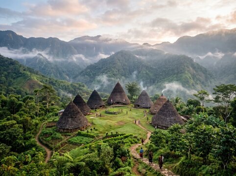 Discovering the ancient Wae Rebo village nestled in the lush green mountains of Flores, Indonesia, a UNESCO World Heritage site